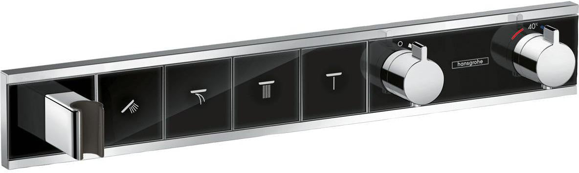 HANSGROHE RainSelect Fertigmontageset Thermostat mit Brausehalter für 4 Verbraucher, Chrom