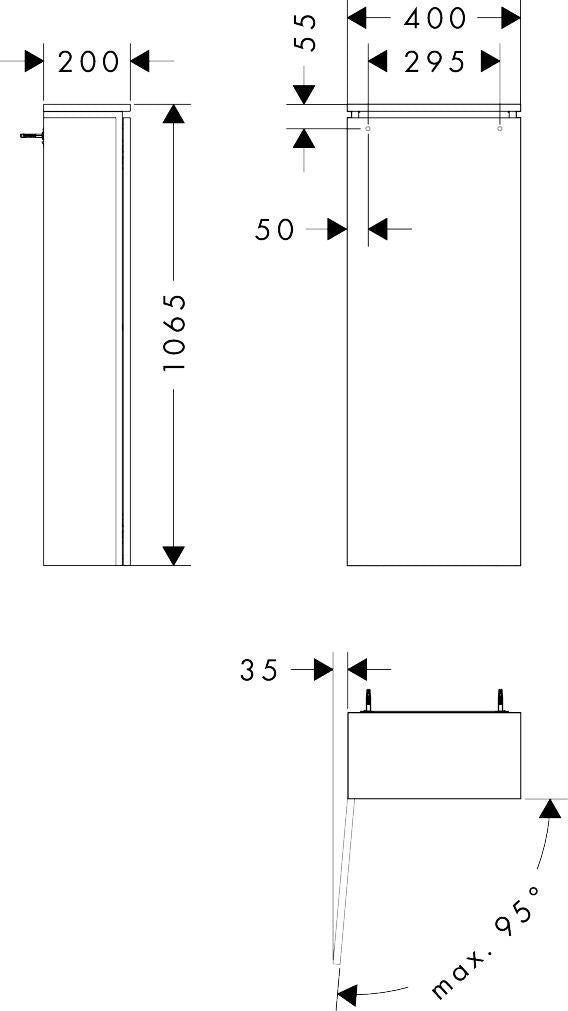 HANSGROHE Xilesa E Halbhochschrank 400x200mm, Türanschlag links, SoftClose