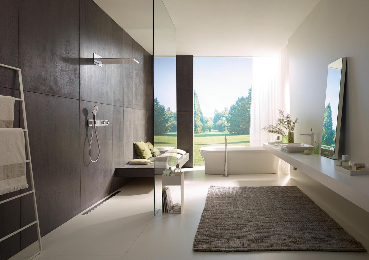 HANSGROHE Kopfbrause RAINMAKER SELECT 580 weiß/chrom 3jet quadratisch – 586 x 258 mm, RainFlow, Antikalk