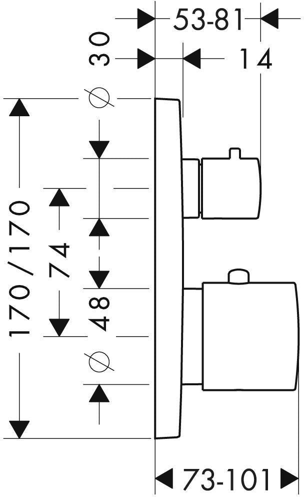 AXOR Citterio M Unterputz-Thermostat mit Abstellventil, chrom – 1 Verbraucher