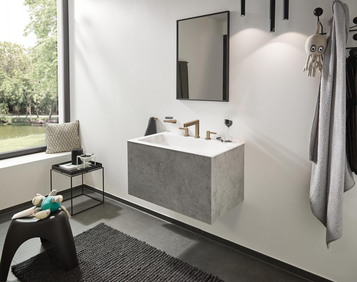 HANSGROHE Finoris 110 3-Loch-Waschtischarmatur mit Push-Open Ablaufgarnitur, Chrom