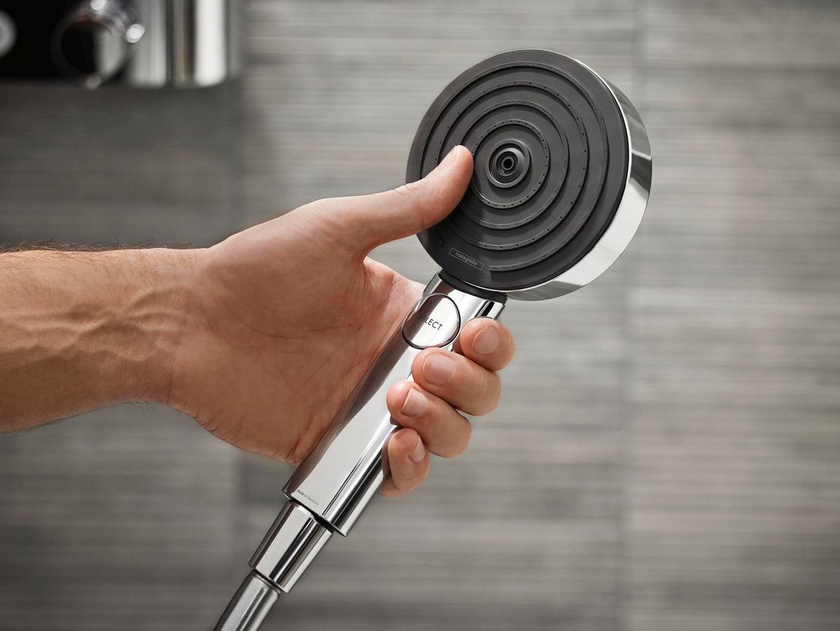 AXOR Pulsify Select S Handbrause 105 mm Chrom – 3 Strahlarten mit PowderRain & Select-Taste