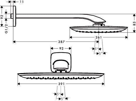 HANSGROHE PuraVida 400 Air Kopfbrause 1jet DN 15 mit 390 mm Brausearm in Weiß/Chrom