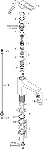 HANSGROHE Metropol 100 Einhebel-Waschtischmischer DN 15 mit Push-Open Ablaufgarnitur, chrom