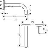 AXOR Uno² Einhebel-Waschtischmischer DN 15 Unterputz mit 165 mm Auslauf und Ablaufgarnitur in Chrom