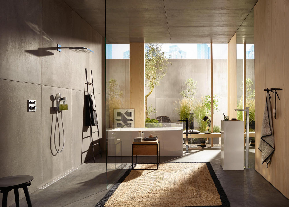 HANSGROHE FixFit Porter 300 Schlauchanschluss mit Brausehalter, weiß/chrom, 300 mm Ablage
