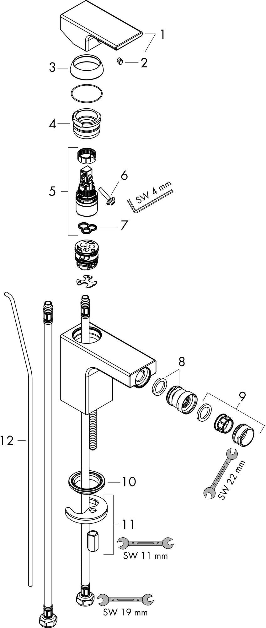 HANSGROHE Einhebel-Bidetmischer VERNIS Shape mit Zugstangen-Ablaufgarnitur, chrom
