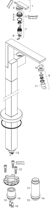 AXOR Edge Waschtischmischer zur Bodenmontage mit Diamantschliff und Push-Open-Ablaufgarnitur
