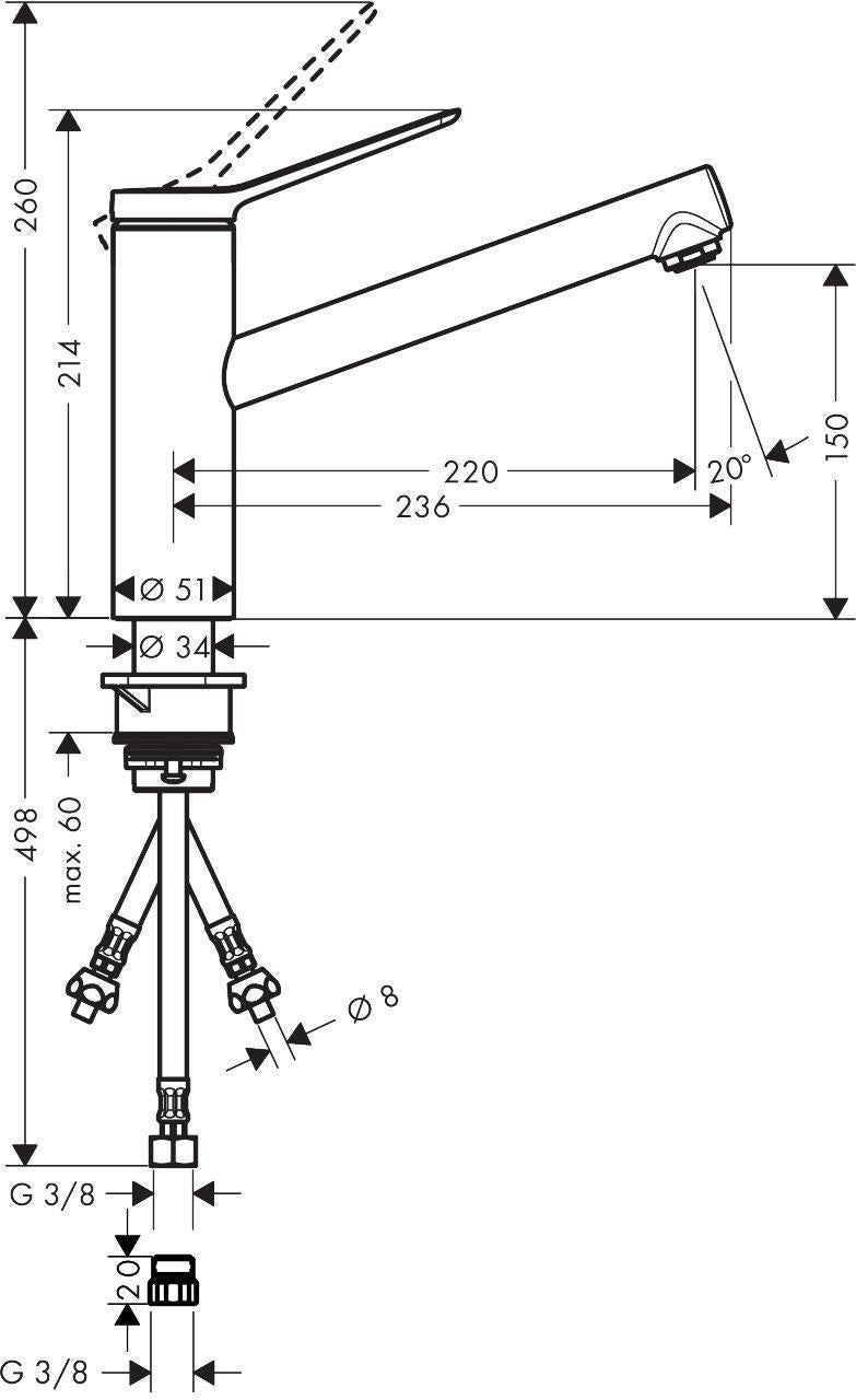 HANSGROHE Zesis M33 150 Einhebel-Spültischmischer Niederdruck Edelstahl