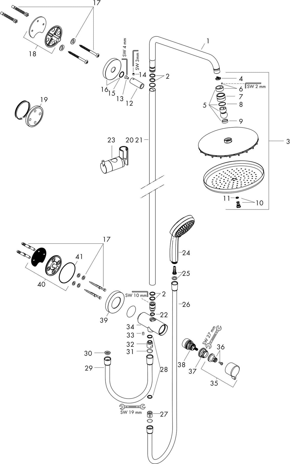 HANSGROHE Showerpipe Croma 220 AIR RENO DN 15 – Duschsystem mit 220 mm Kopfbrause in Chrom
