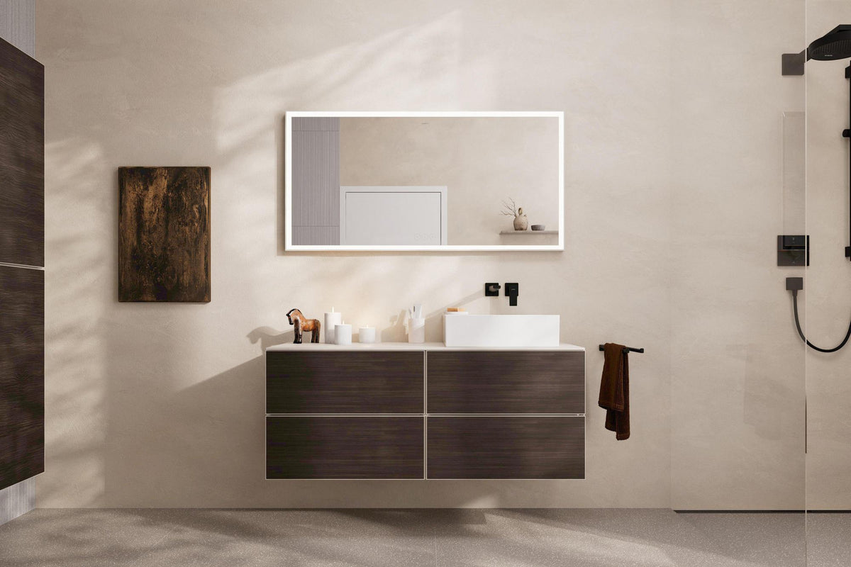 HANSGROHE Xevolos E Waschtischunterschrank 1370 mm mattweiß Eiche dunkel grifflos