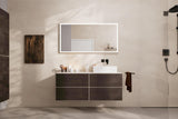 HANSGROHE Xevolos E Waschtischunterschrank 1370 mm mattweiß Eiche dunkel grifflos
