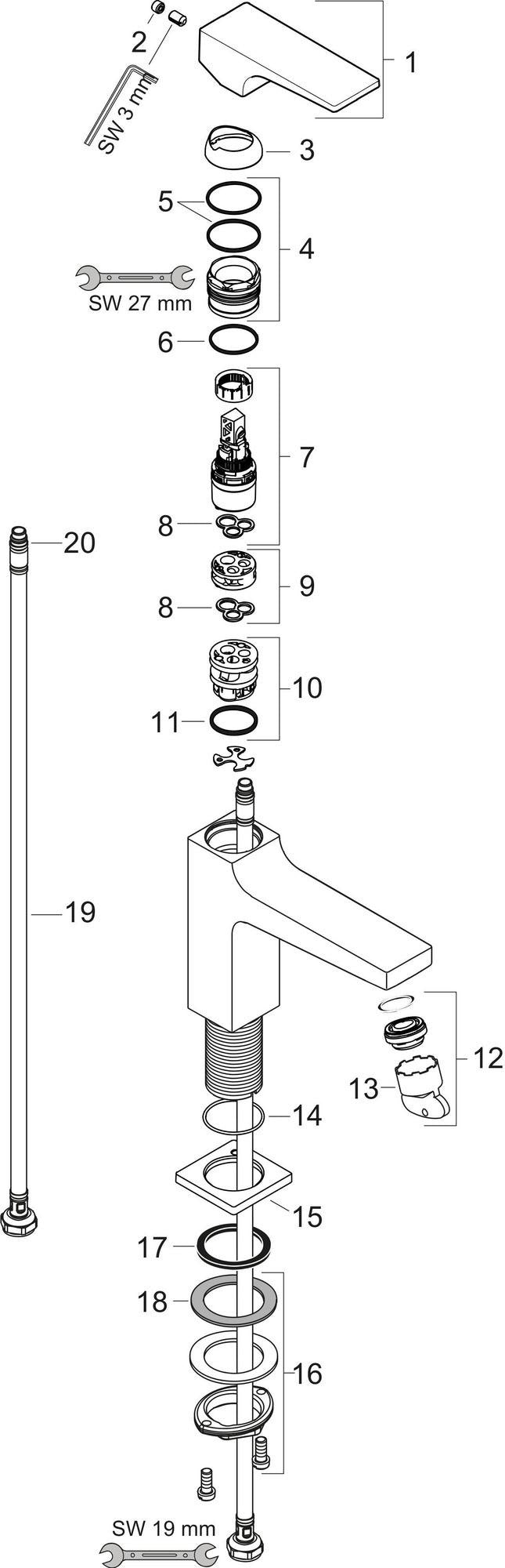HANSGROHE Metropol Einhebel-Waschtischmischer 100 mit Push-Open Ablaufgarnitur, chrom