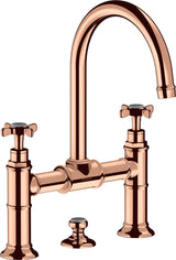 AXOR MONTREUX 2-Griff-Waschtischarmatur 220 mit Zugstangen-Ablaufgarnitur in brushed bronze