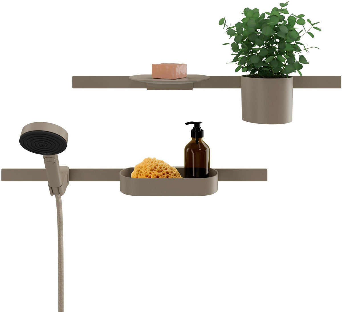 Hansgrohe WallStoris Planet Edition Ablagekorb sand – recycelter Kunststoff, spülmaschinenfest
