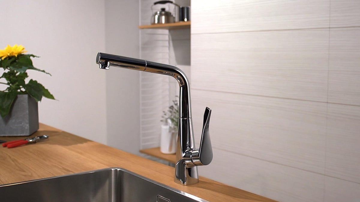 HANSGROHE HG Einhebel-Küchenmischer 320 METRIS DN 15 mit Ausziehauslauf chrom