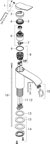 HANSGROHE Vivenis 250 Waschtischmischer mit Zugstangen-Ablaufgarnitur, chrom