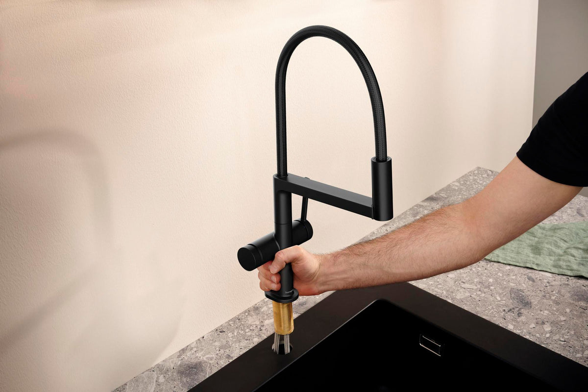 HANSGROHE Talis Select M54 PowderSpray Spültischmischer mattschwarz – ComfortZone 210, 3jet, Movaflex