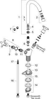 Hansgrohe Logis M32 ComfortZone 220 Zweigriff-Küchenmischer mit einstellbarem Schwenkbereich, chrom