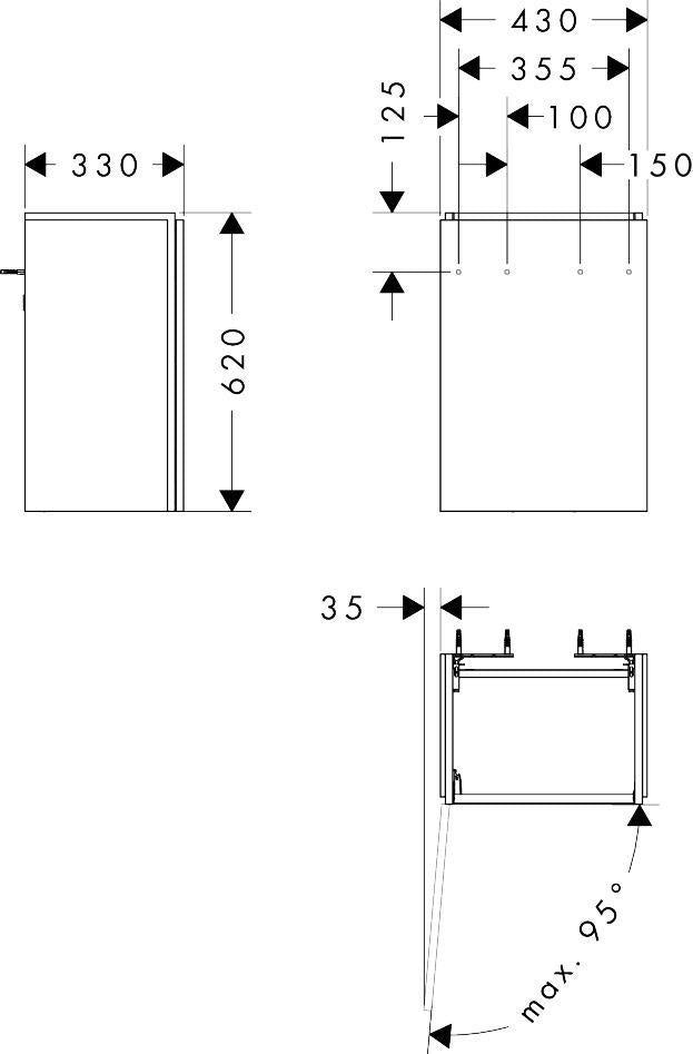 HANSGROHE Xilesa E Waschtischunterschrank 430 mm, Tür links, MoistureProof