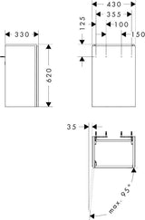 HANSGROHE Xilesa E Waschtischunterschrank 430 mm, Tür links, MoistureProof