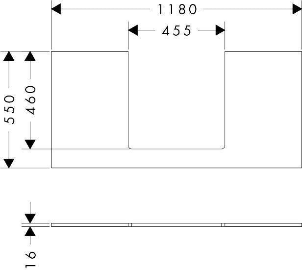 HANSGROHE Xilesa E Konsole 1180x550mm Eiche mit mittigem Ausschnitt für Aufsatzwaschtisch