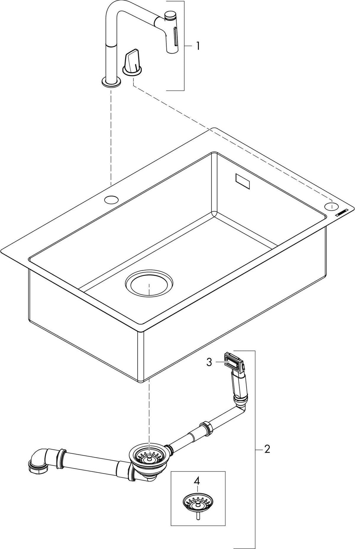 HANSGROHE Spülencombi Select 200 C51-F660-07 mit Einhebel-Küchenmischer chrom