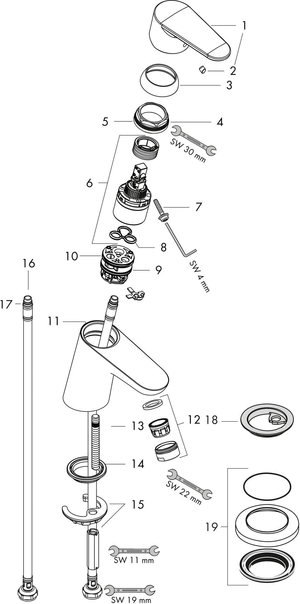 Hansgrohe Focus 70 Einhebel-Waschtischmischer DN 15 mit Zugstangen-Ablaufgarnitur, chrom