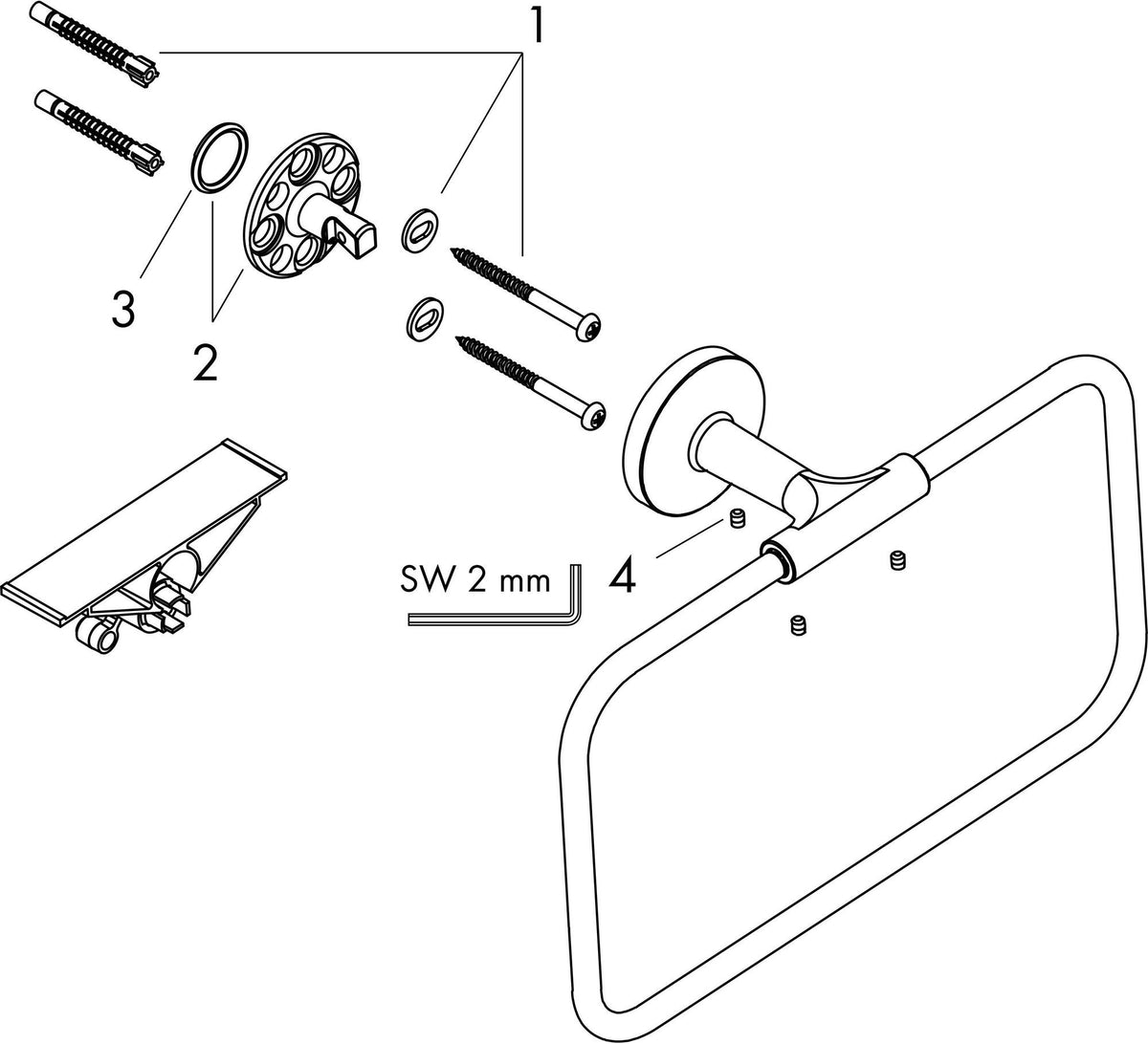AXOR Universal Circular Handtuchring mattweiß – schwenkbar, verdeckte Wandmontage, Ø 250 mm