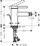 HANSGROHE Zesis S Bidetmischer mit Metall-Zugstangen-Ablaufgarnitur, chrom