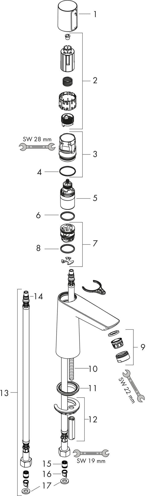 HANSGROHE Talis E Select Waschtisch-Einhandhebelmischer DN 15 Chrom mit Zugstangen-Ablaufgarnitur