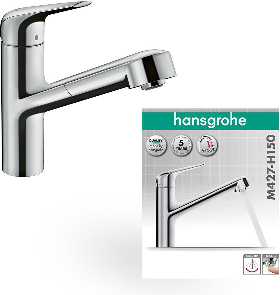 HANSGROHE Focus M42 Spültischmischer 150 Ausziehauslauf chrom – ComfortZone, MagFit, Quick-Connect