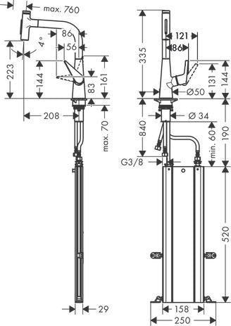 HANSGROHE HG Spültischmischer 220 Select 2jet sBox Ausziehbrause M5117-H220 Chrom