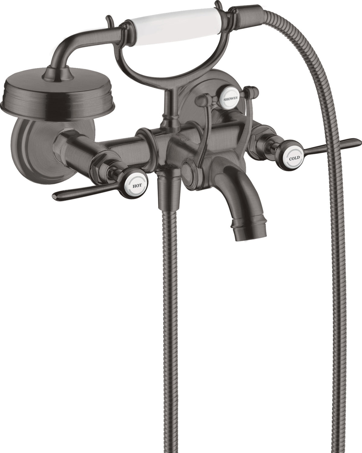 AXOR MONTREUX 2-Griff-Wannenarmatur DN 15, Aufputz, Hebelgriffe, Handbrause, Chrom