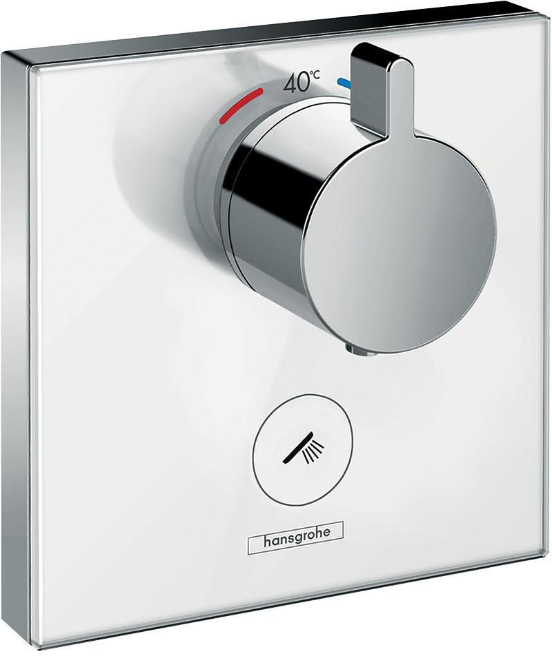 HANSGROHE ShowerSelect Glass Highflow Thermostat – Weiß/Chrom, 1 Verbraucher + Zusatzabgang