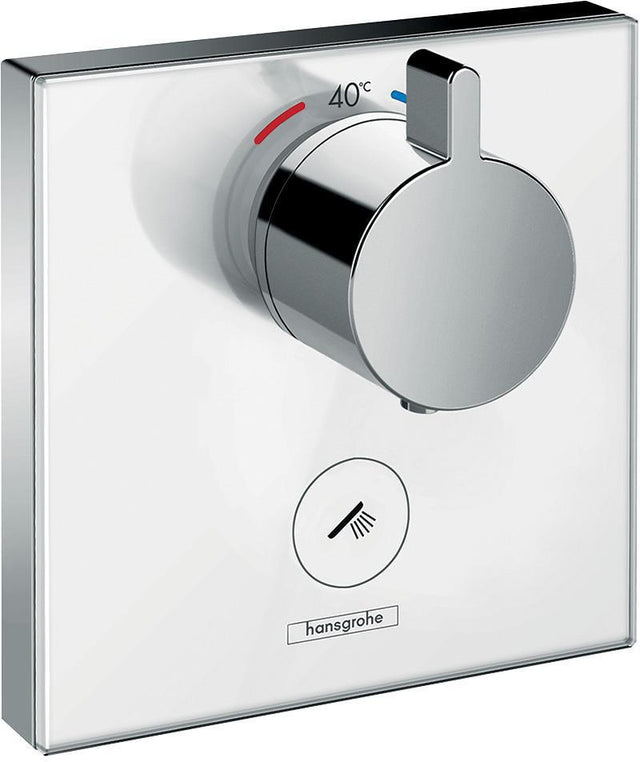 HANSGROHE ShowerSelect Glass Highflow Thermostat – Weiß/Chrom, 1 Verbraucher + Zusatzabgang