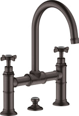 AXOR MONTREUX 2-Griff-Waschtischarmatur 220 mit Zugstangen-Ablaufgarnitur in brushed bronze
