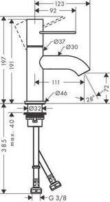 AXOR Uno 70 Waschtisch-Einhandhebelmischer mit Bügelgriff von Hansgrohe – chrom, ComfortZone 70, 5 l/min