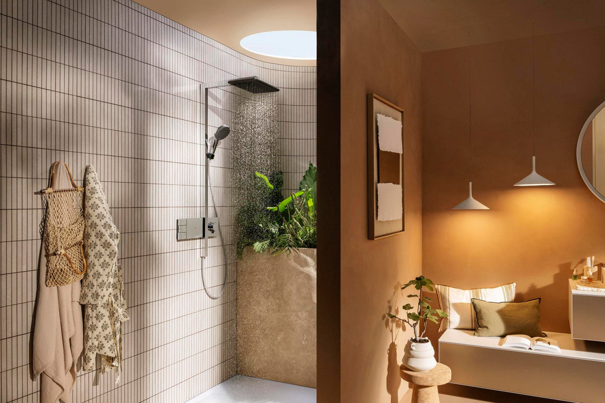 HANSGROHE Raindance Alive Q 210/340 2jet Duschsystem mit Thermostat – Schwarz