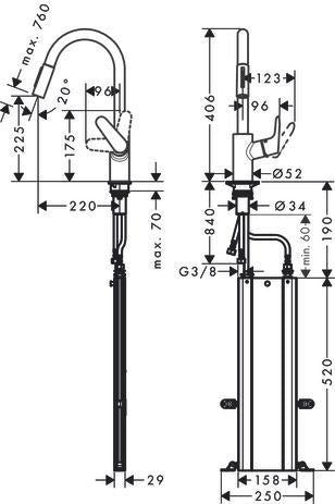 HANSGROHE Focus M41 ComfortZone 240 Einhebel-Küchenmischer mit sBox Schlauchbox und Eco-Funktion, Chrom