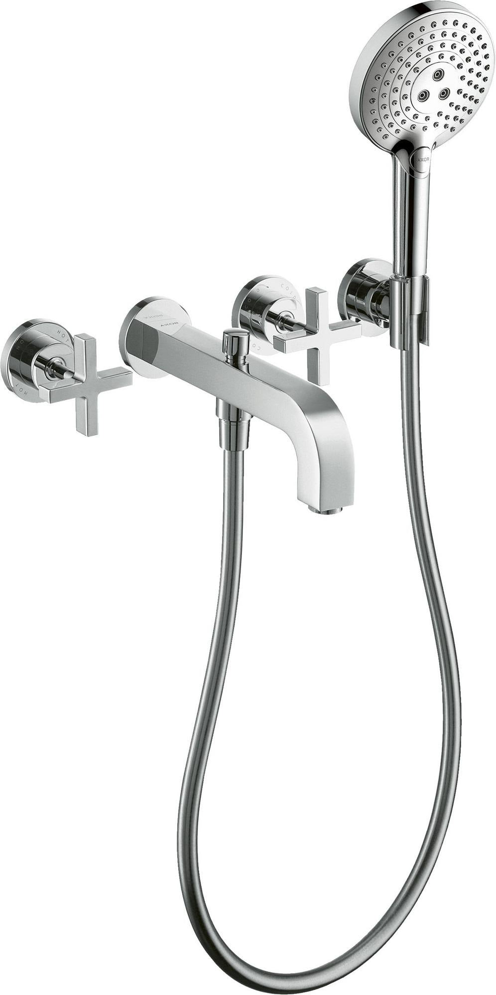 AXOR CITTERIO 3-Loch-Wannenarmatur DN 15 Unterputz mit Handbrause und Kreuzgriff Chrom