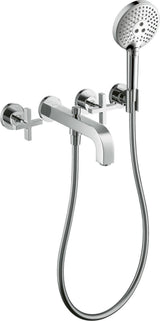 AXOR CITTERIO 3-Loch-Wannenarmatur DN 15 Unterputz mit Handbrause und Kreuzgriff Chrom