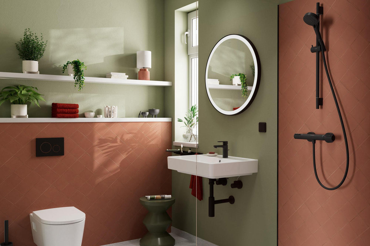 HANSGROHE WallStoris Handtuchhalter 581 mm mattschwarz – Wandmontage zum Kleben oder Bohren
