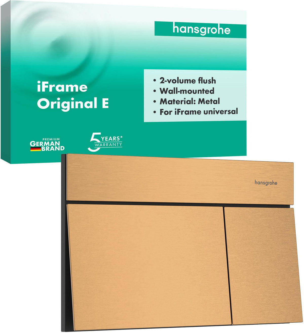 Hansgrohe iFrame Element E Betätigungsplatte mit 2-Mengen-Spülung, Metall, gebürstet