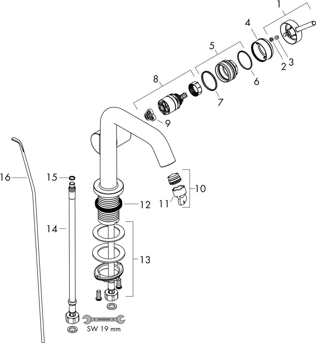 Hansgrohe Tecturis S Einhebel-Waschtischmischer mit ComfortZone 110 und Zugstangen-Ablaufgarnitur, chrom