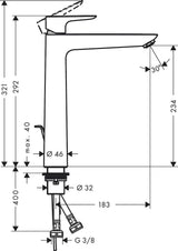 HANSGROHE Talis E Einhebel-Waschtischmischer 240 mit Zugstangen-Ablaufgarnitur, chrom