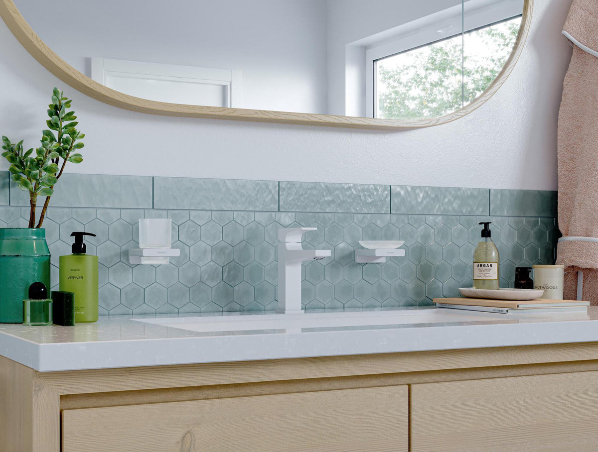 HANSGROHE AddStoris Glashalter Wandmontage Chrom – Mattglas Zahnputzbecher-Halter mit verdeckter Befestigung