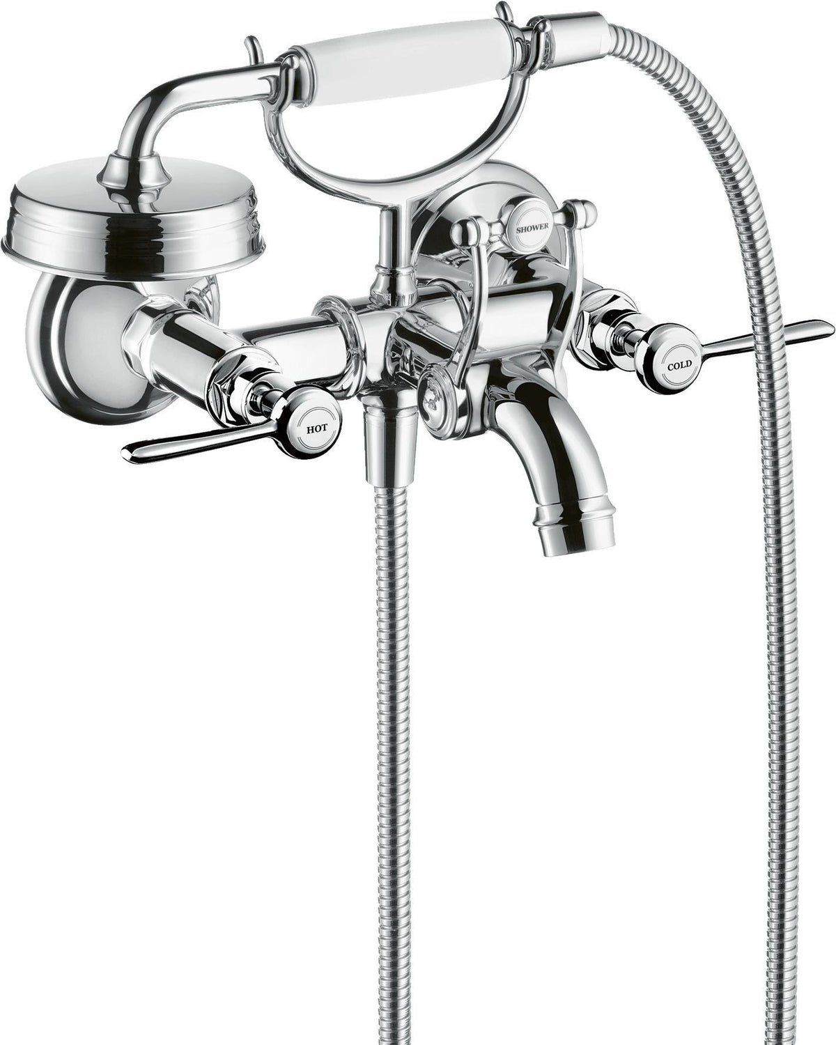 AXOR MONTREUX 2-Griff-Wannenarmatur DN 15, Aufputz, Hebelgriffe, Handbrause, Chrom