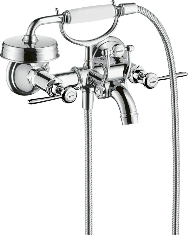 AXOR MONTREUX 2-Griff-Wannenarmatur DN 15, Aufputz, Hebelgriffe, Handbrause, Chrom