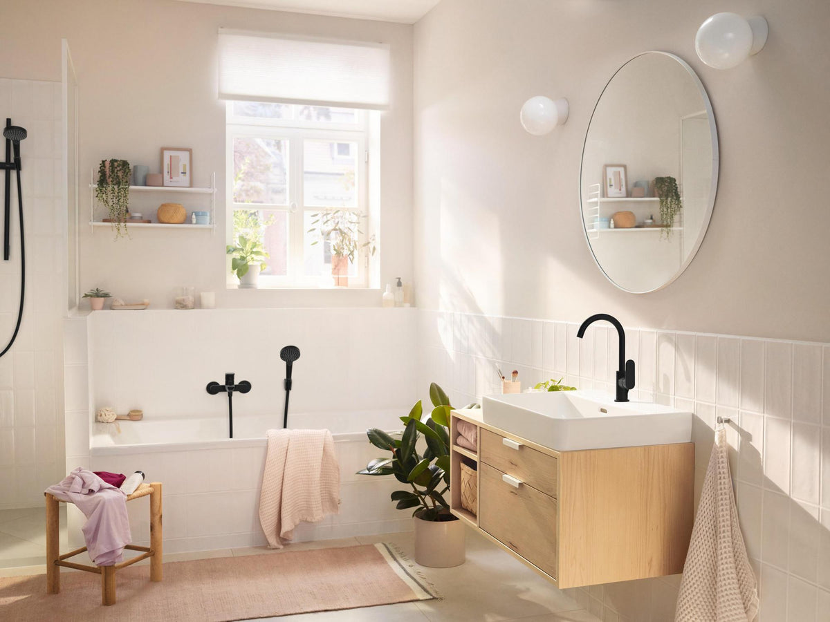 HANSGROHE Rebris S Einhebel-Wannenmischer Aufputz Chrom – Wandmontage, 2 Verbraucher, Temperaturbegrenzung